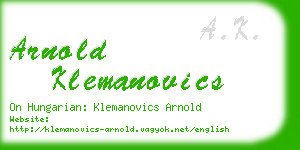 arnold klemanovics business card